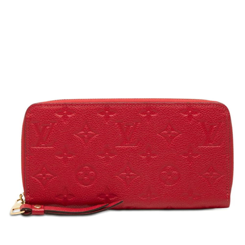 Louis Vuitton Monogram Empreinte Zippy Wallet Round Zipper Long Red Leather